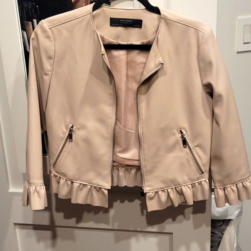 Zara pink faux leather jacket